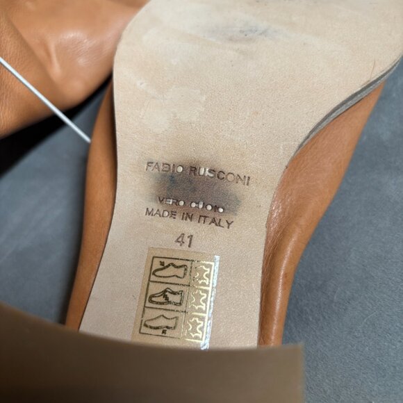 Fabio Rusconi Tan Leather Block Heel Mules – Women’s Size 41 (US 10) - Picture 7 of 7